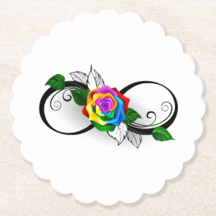 Porta-copo De Papel Símbolo de Infinito com Rosa Arco-íris
