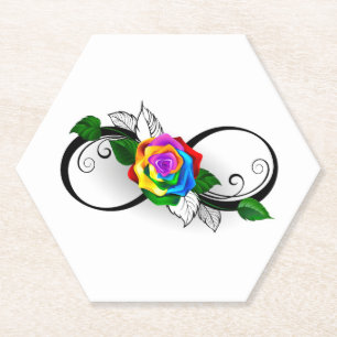 Porta-copo De Papel Símbolo de Infinito com Rosa Arco-íris