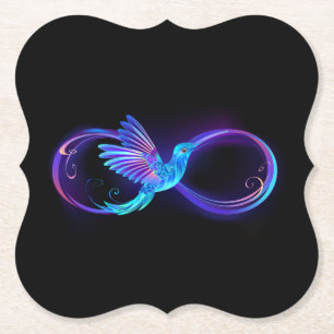 Porta-copo De Papel Símbolo Neon Infinity com Hummingbird brilhante