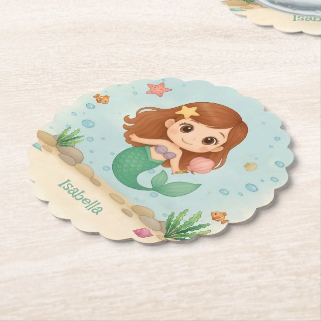 Porta-copo De Papel Simple cute little mermaid (Angular)