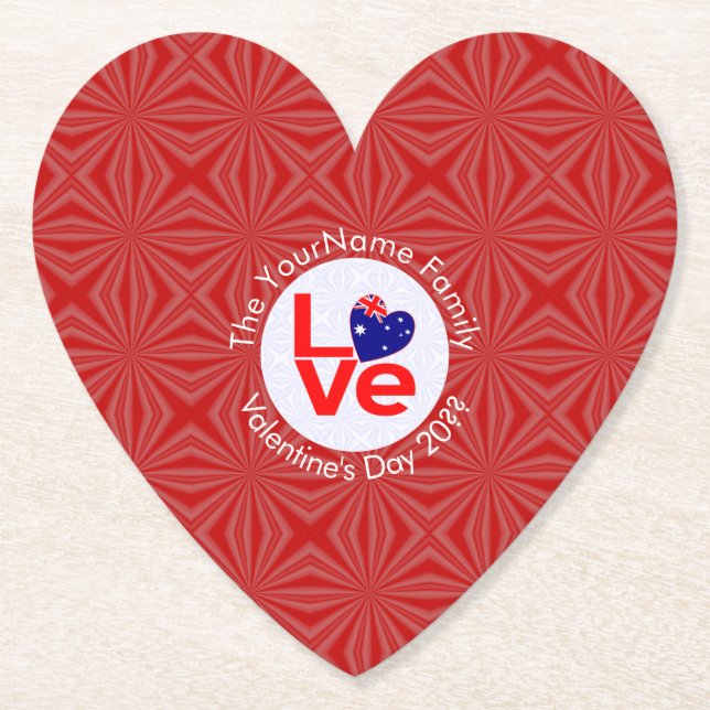 Porta-copo De Papel Sinalizador australiano Red Letters LOVE Flag Pers (Frente)