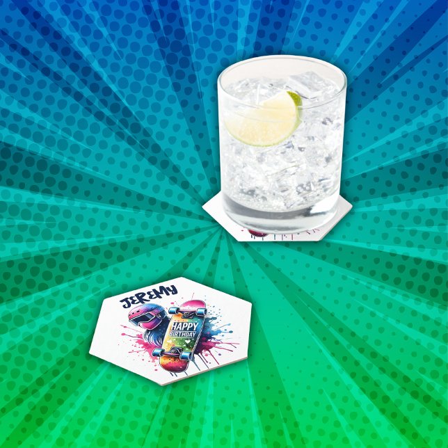 Porta-copo De Papel Skate Skater Feliz Aniversário Monograma | (Criador carregado)