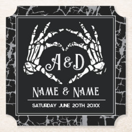 Porta-copo De Papel Skeleton Heart Mãos Portas copos Festa Negra Casad