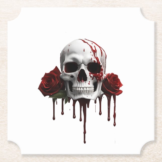 PORTA-COPO DE PAPEL SKULL & ROSAS (Frente)