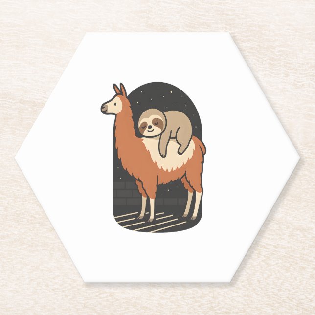 Porta-copo De Papel Sloth Riding Lama (Frente)