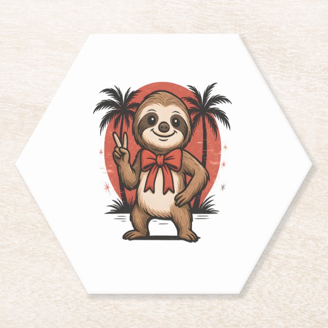 Porta-copo De Papel Sloth Summer Beach Rocking (Frente)