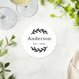 Porta-copo De Papel Sobrenome Rústico Laurel Branch Wreath Monograma