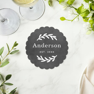 Porta-copo De Papel Sobrenome Rústico Laurel Branch Wreath Monograma