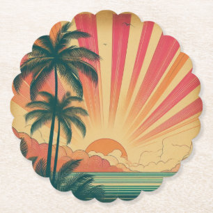 Porta-copo De Papel Sol retrô/vintage tropical/havaiano