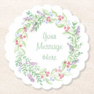 Porta-copo De Papel Solo Floral De Aquarela Com Pintura Manuscrita