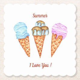 Porta-copo De Papel Sorvete Eu Te Amo Doce Verão