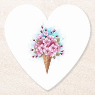 Porta-copo De Papel Sorvete Waffle Rosa Sakura Cone