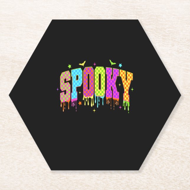 Porta-copo De Papel Spooky Checkered Halloween (Frente)