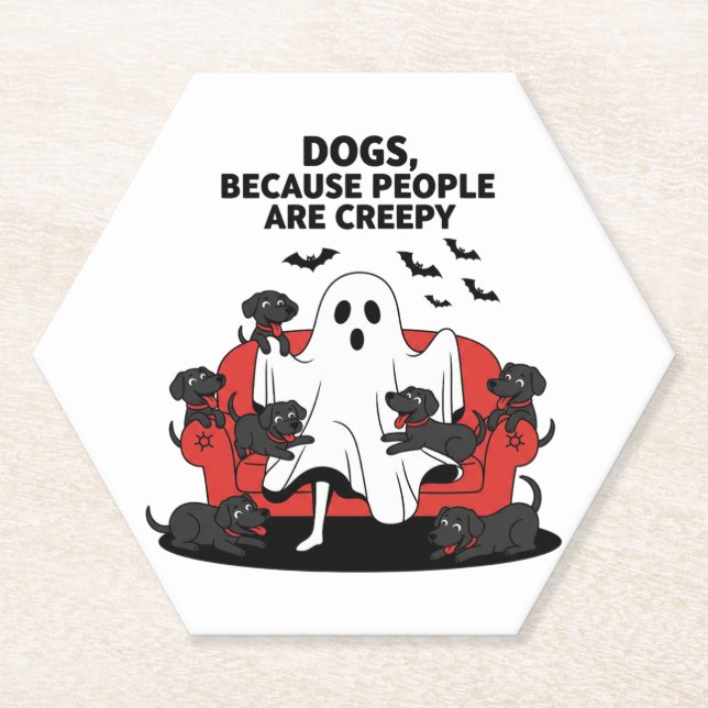 Porta-copo De Papel Spooky Halloween Dog Spooky Ghost (Frente)