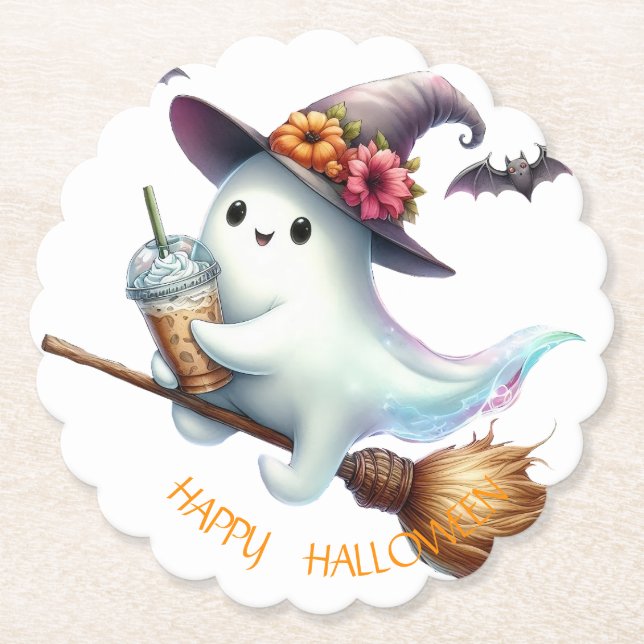 Porta-copo De Papel Spooky Happy Halloween (Frente)