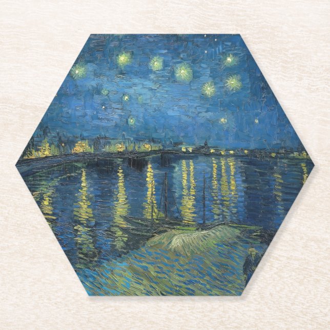 Porta-copo De Papel Starry Night Over the Rhone (1888) Vincent van Gog (Frente)