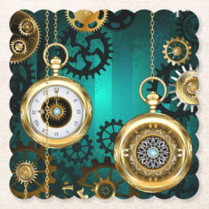Porta-copo De Papel Steampunk Jewelry Watch em um fundo verde