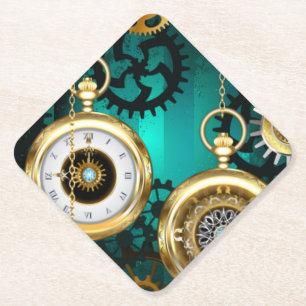 Porta-copo De Papel Steampunk Jewelry Watch em um fundo verde