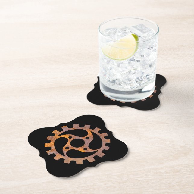 Porta-copo De Papel Steampunk Rusty Gear VI (Insitu)