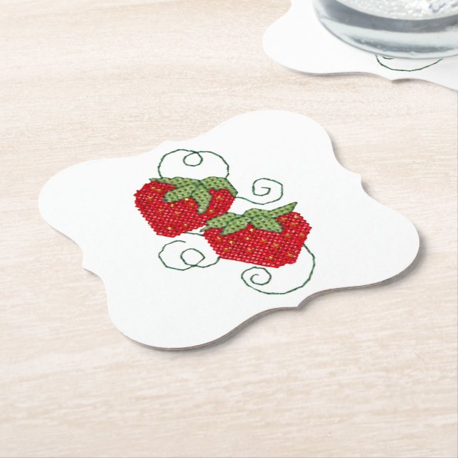 Porta-copo De Papel Strawberry Cross Stitch Foto (Angular)
