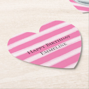 Porta-copo De Papel Stripes Brancas Girly Rosa