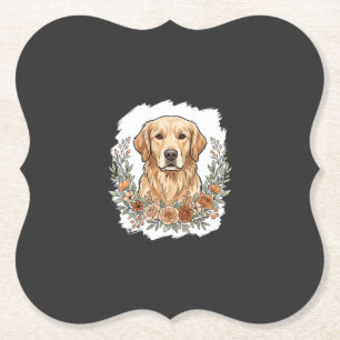 Porta-copo De Papel Sublimação Golden Retriever Floral