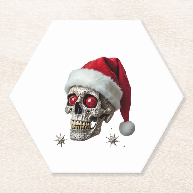 Porta-copo De Papel Sugar Skull with Santa Hat Tee Christmas Pajama Xm (Frente)