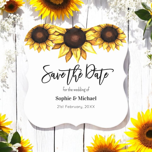 Porta-copo De Papel Sunflower Save the Date Weding (Criador carregado)