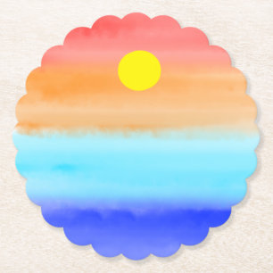 Porta-copo De Papel Sunset no oceano Abstrato art Ombre