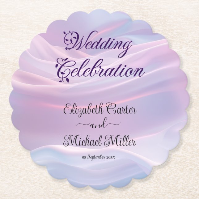 Porta-copo De Papel Sussurros de Seda: Pastel Sonhador Onda Azul Rosa (Frente)