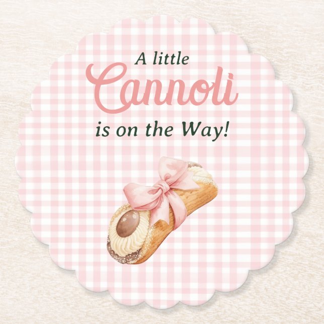 Porta-copo De Papel Sweet Cannoli Pink Bow Girl Italian Baby Shower (Frente)