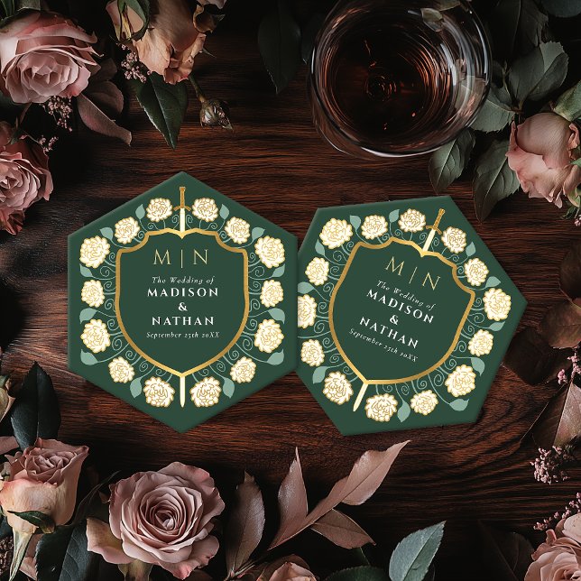 Porta-copo De Papel Sword & Shield Medieval Fantasy Casamento Monogram (Criador carregado)