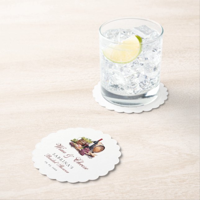 Porta-copo De Papel Tablier de Charcutaria Vinho e Queijo Chá de Noiva (Insitu)