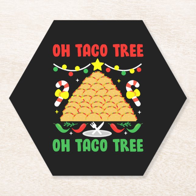 Porta-copo De Papel Taco Tree Comida mexicana Taco no Natal (Frente)