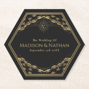 Porta-copo De Papel Tarot Sun e Moon Weding Paper Porta copos