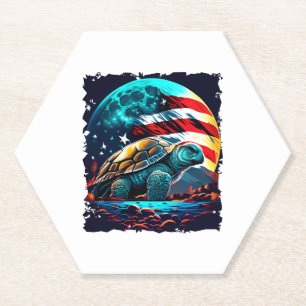 Porta-copo De Papel Tartaruga americana sob lua com a American Flag Co