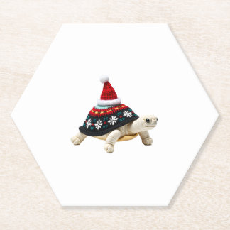 Porta-copo De Papel Tartaruga com Chapéu de Papai Noel - Camiseta Feia