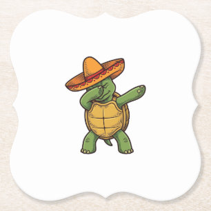 Porta-copo De Papel Tartaruga Dabbing Sombrero Design Vetorial Vintage