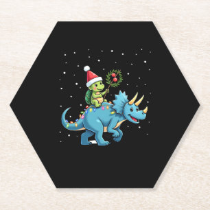 Porta-copo De Papel Tartaruga do Papai Noel Montando Rena T-Rex Luz de