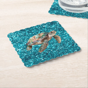 Porta-copo De Papel Tartaruga Marinha Verde Teal