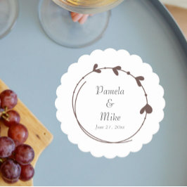 Porta-copo De Papel Taupe Simple Heart Wreath Wedding