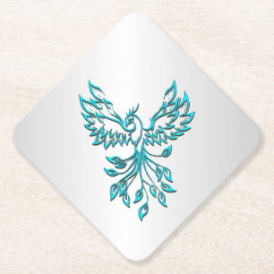 Porta-copo De Papel Teal Blue Phoenix nasce em prata