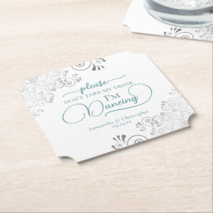 Porta-copo De Papel Teal & Silver em Branco Não tome o meu casamento c