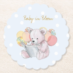 Porta-copo De Papel Teddy Bear lendo um livro Baby in Bloom