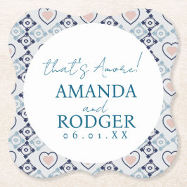 Porta-copo De Papel Telhas e Corações Italianos do Amor