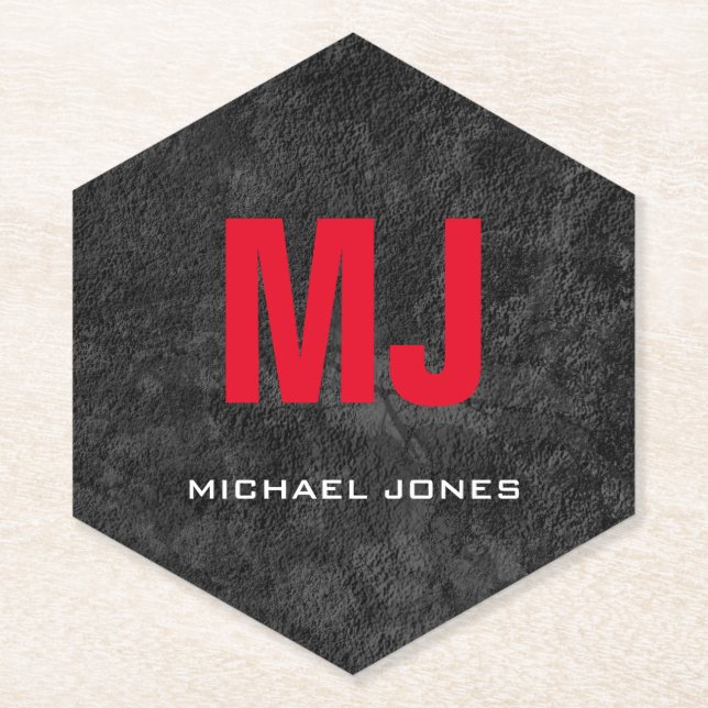 Porta-copo De Papel Tendente monograma de cinza único, seu nome (Frente)