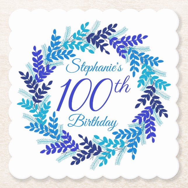 Porta-copo De Papel Terra Azul Elegante 100º Aniversário (Frente)