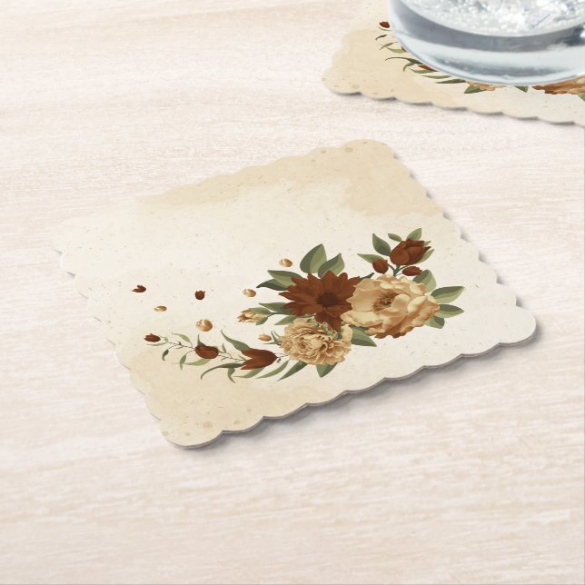 Porta-copo De Papel terracotta floral rustic (Angular)