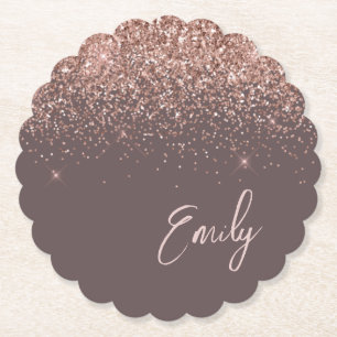 Porta-copo De Papel Terracotta Rosa Dourado Blush Link Monograma com L