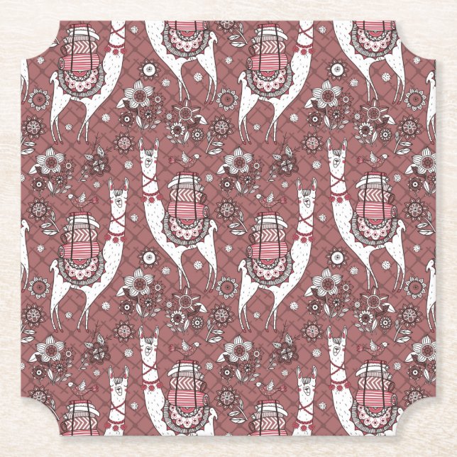 Porta-copo De Papel Teste padrão engraçado dos lamas (Frente)